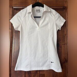 Nike white women's tennis athletic polo shirt